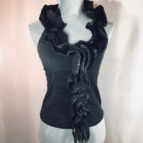 Pudding Jeans Cute Puffy Scarf-Like Sleeveless Top - Picture 1 of 8